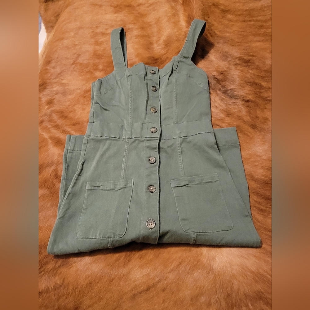 Olive overall dress